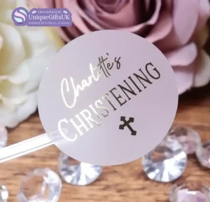 Custom Name Christening Foiled Stickers Matte Clear Foil