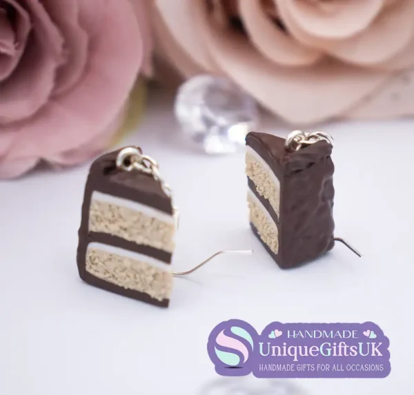 Chocolate Cake slice Earrings