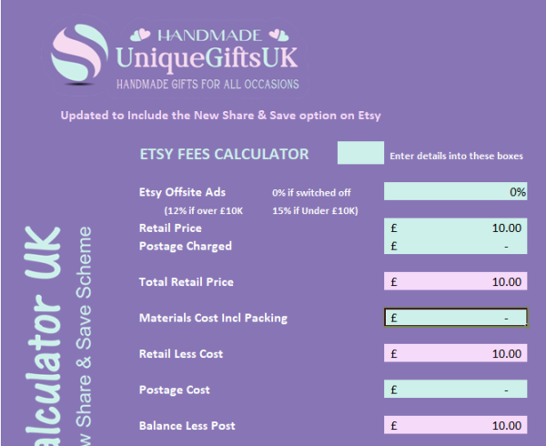 Etsy Fees Calculator for UK Sellers