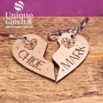 Personalised Couples Heart Keyring