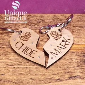 Personalised Couples Heart Keyring