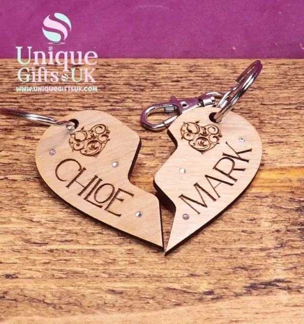 Personalised Couples Heart Keyring