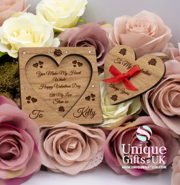 Wooden Engraved Valentines Card