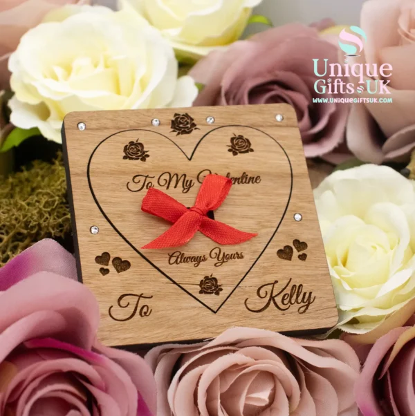 Wooden Engraved Valentines Card