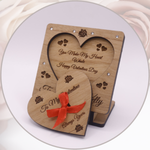 Wooden Engraved Valentines Card Small